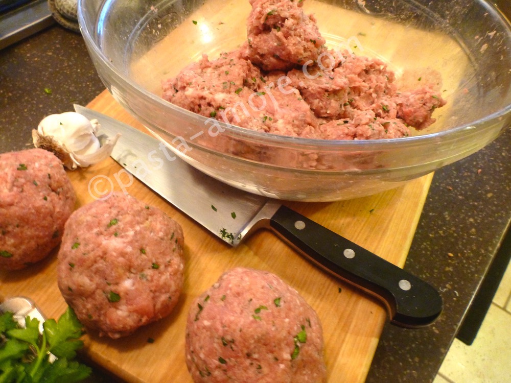 Meatballs Formed into balls